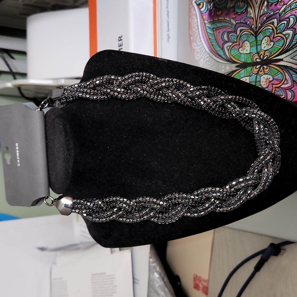 New Express black baided necklace